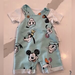Disney baby 2 piece overalls set, 0-3m